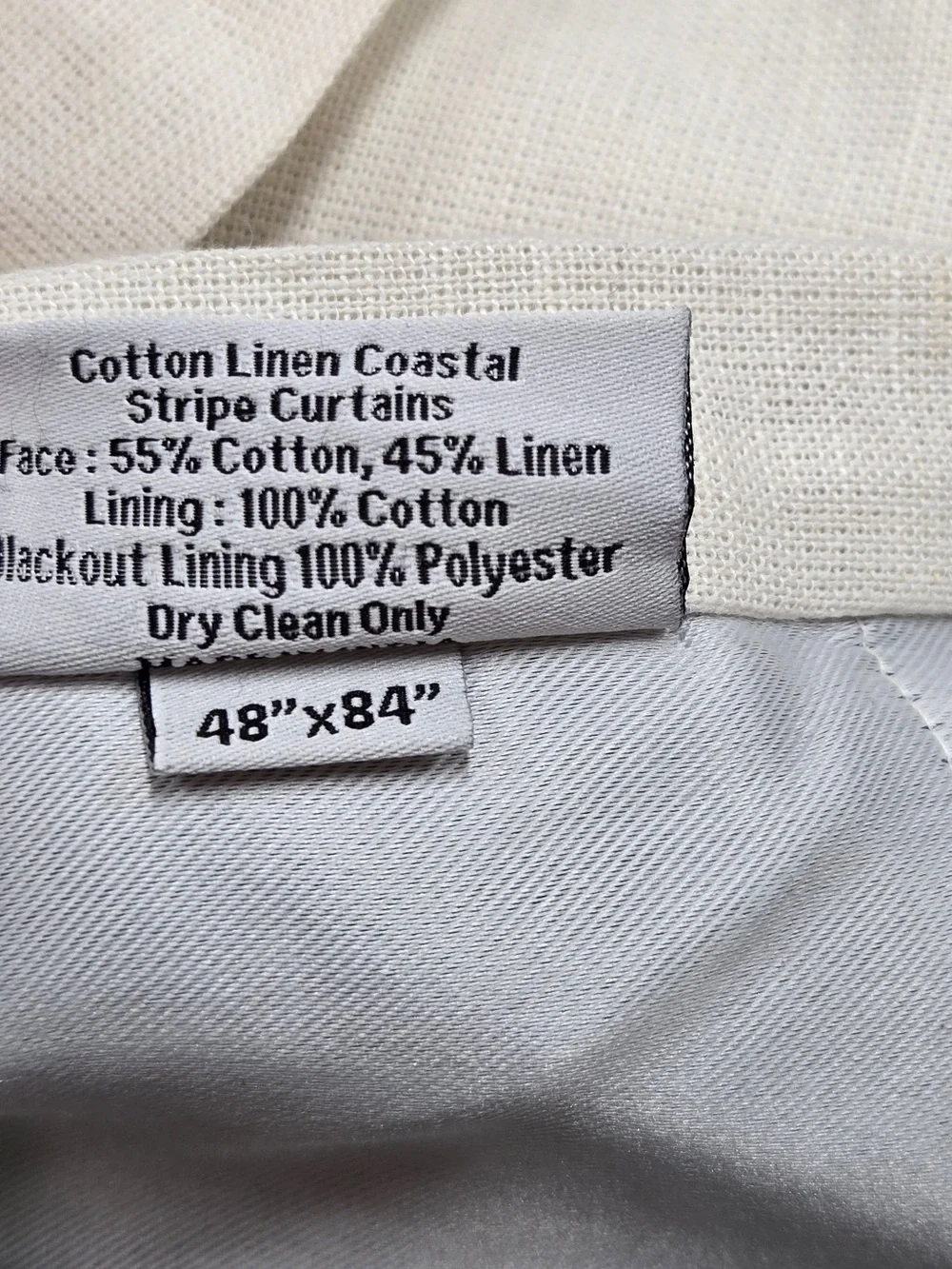 QUINCE Set Of 2 48x84 Coastal Stripe Linen Cotton True Blackout Curtains 9198